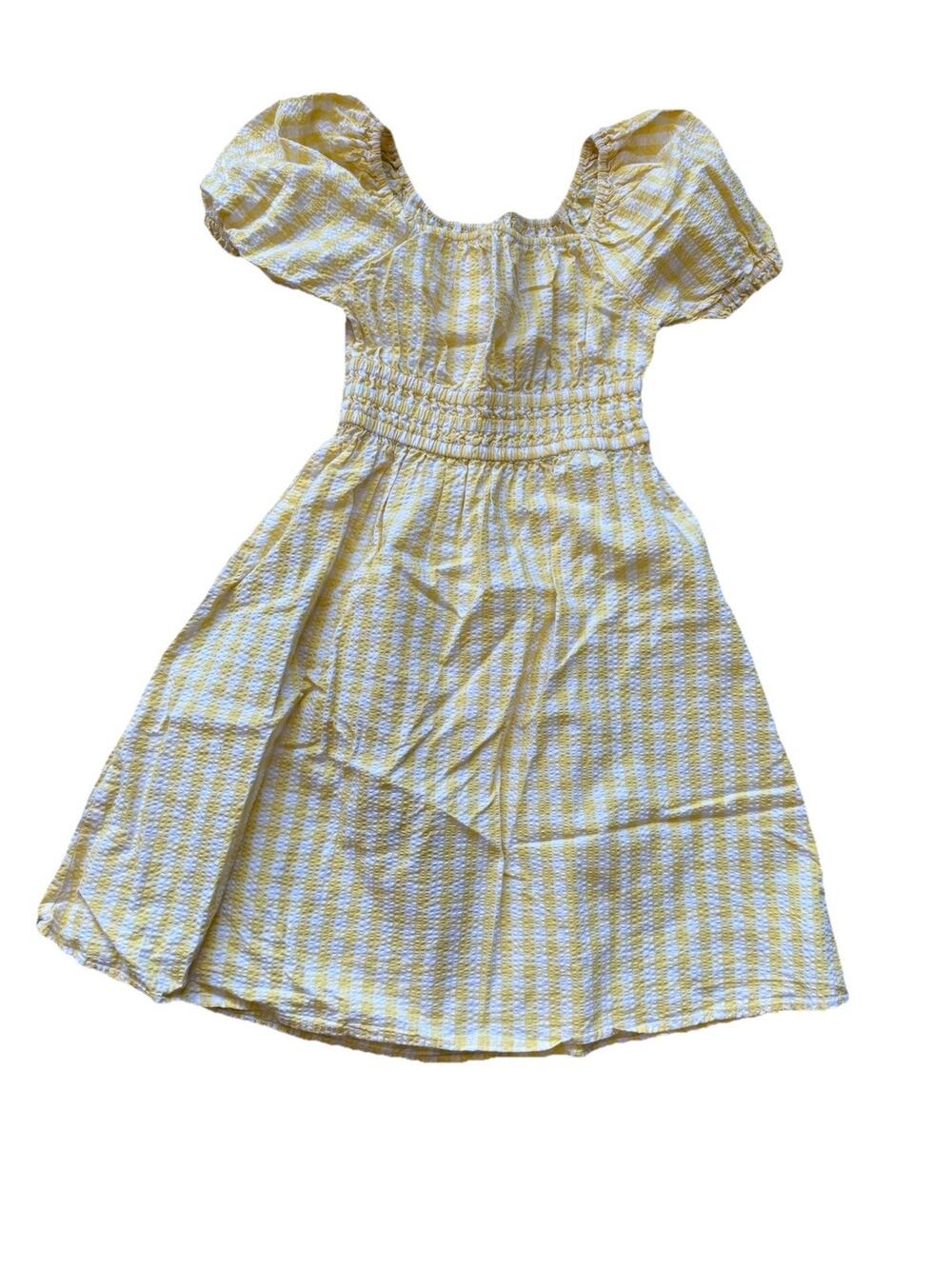 crewcuts by J.crew girls yellow Gingham Seersucker Dress Size 10